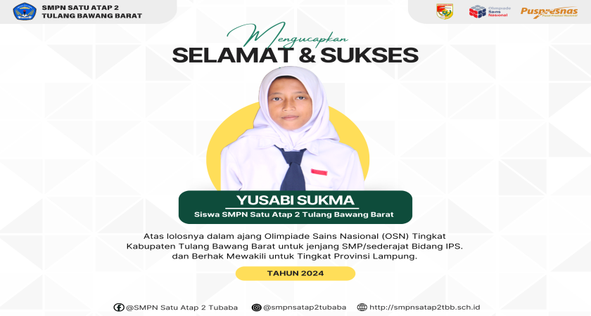 Siswa SMPN Satu Atap 2 Tulang Bawang Barat Berhasil Lolos Untuk Mengikuti OSN Tingkat Provinsi Lampung